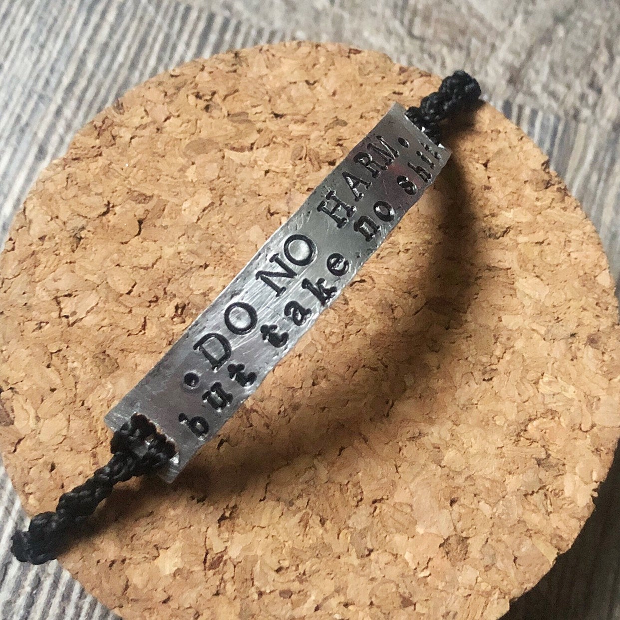 Do no harm but take no shit Skinny Cuff Bracelet Completely Hammere   Completely Hammered